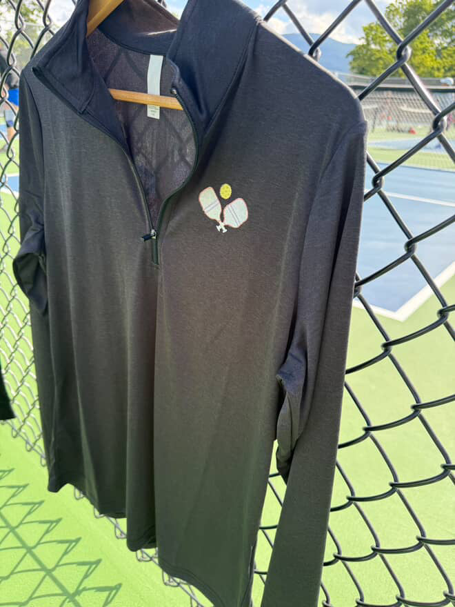 Womens Pickleball Racket Quarter Zip Sweatshirt