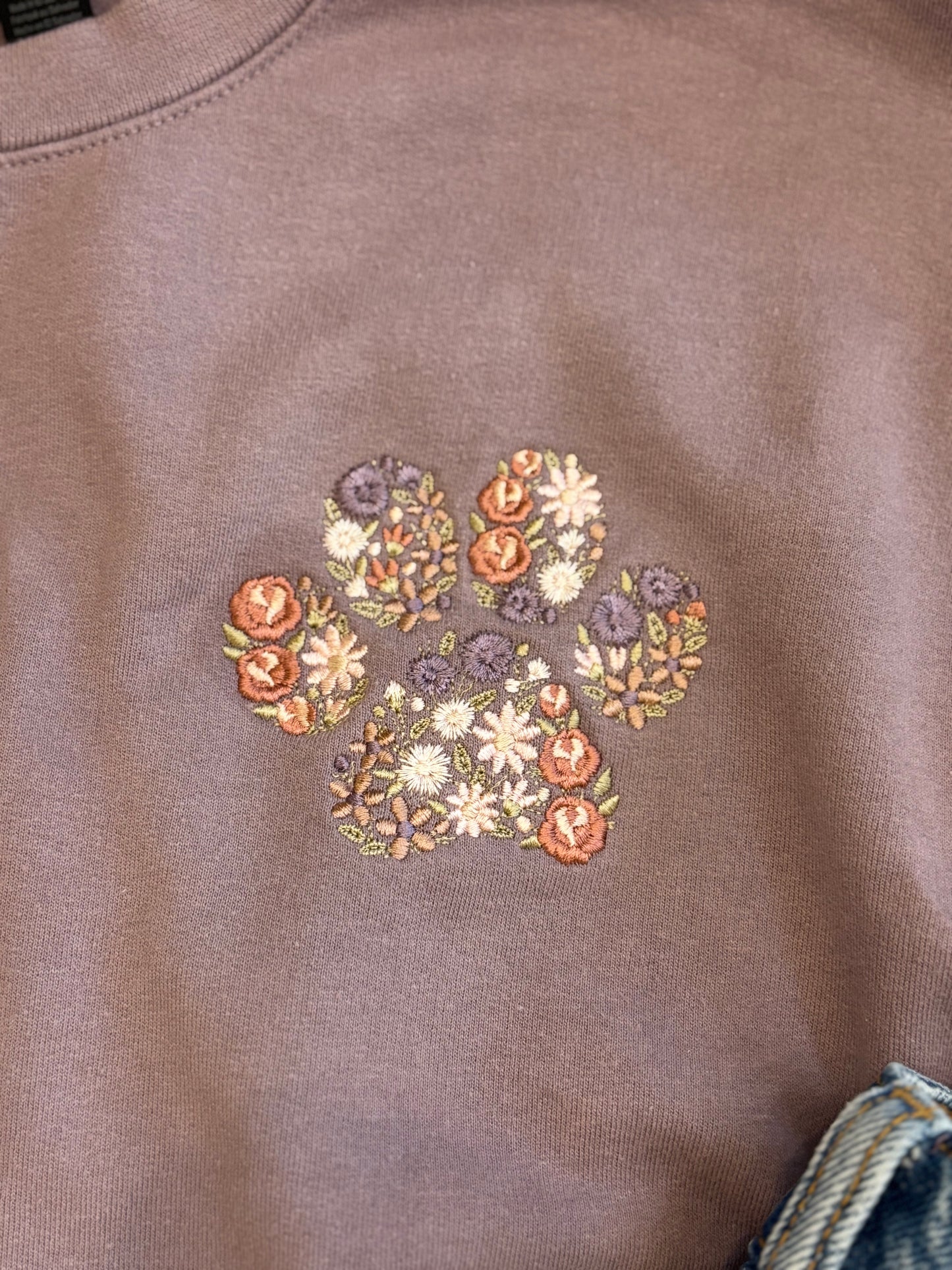 Floral "Paw Print" Embroidered Sweatshirt