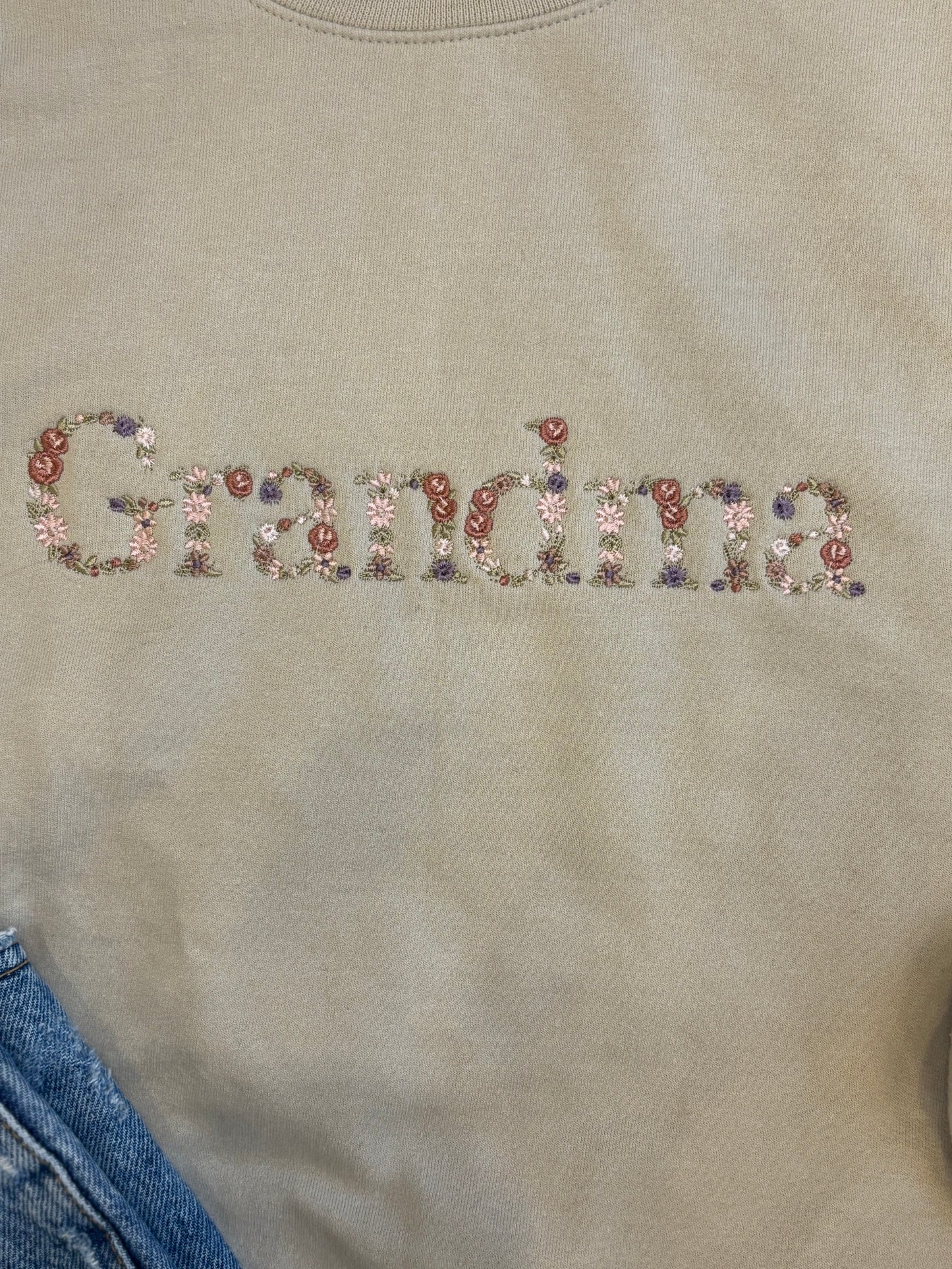 Floral "Grandma" Embroidered Sweatshirt