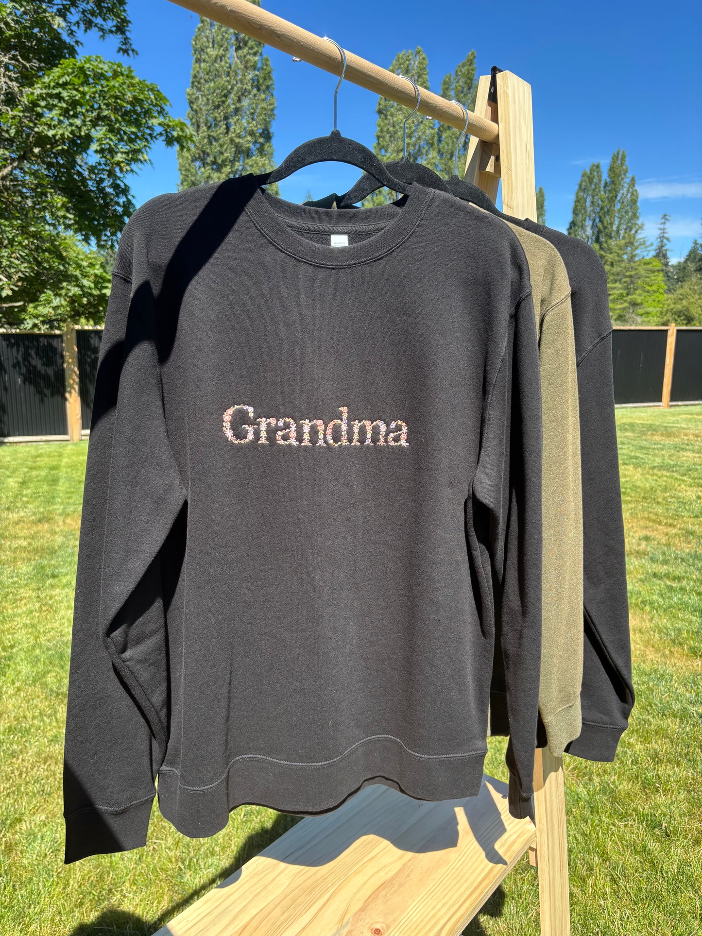 Floral "Grandma" Embroidered Sweatshirt