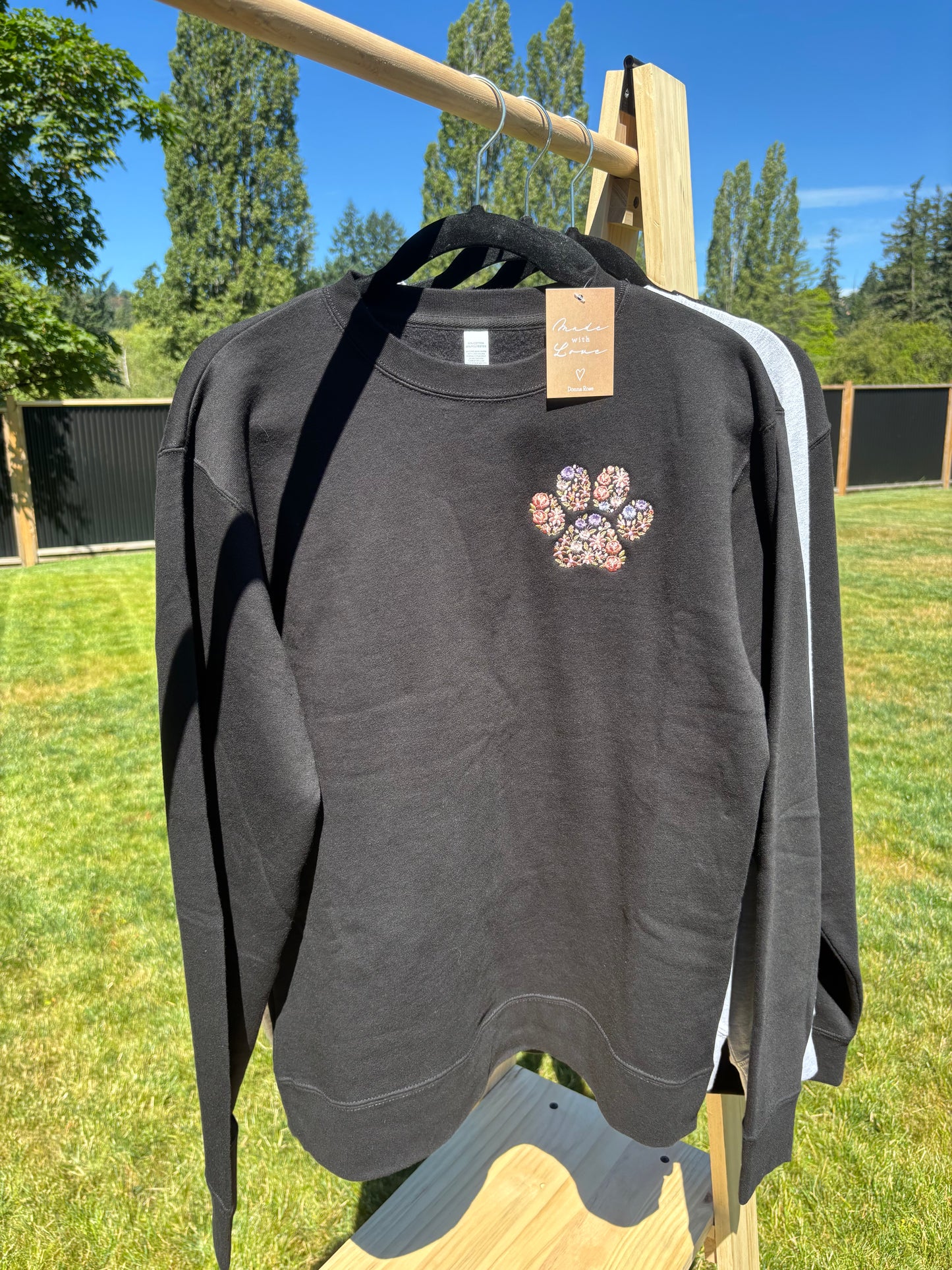 Floral "Paw Print" Embroidered Sweatshirt