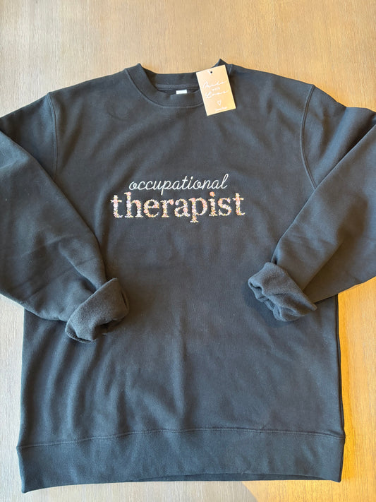 Floral "Occupational Therapist" Embroidered Crewneck
