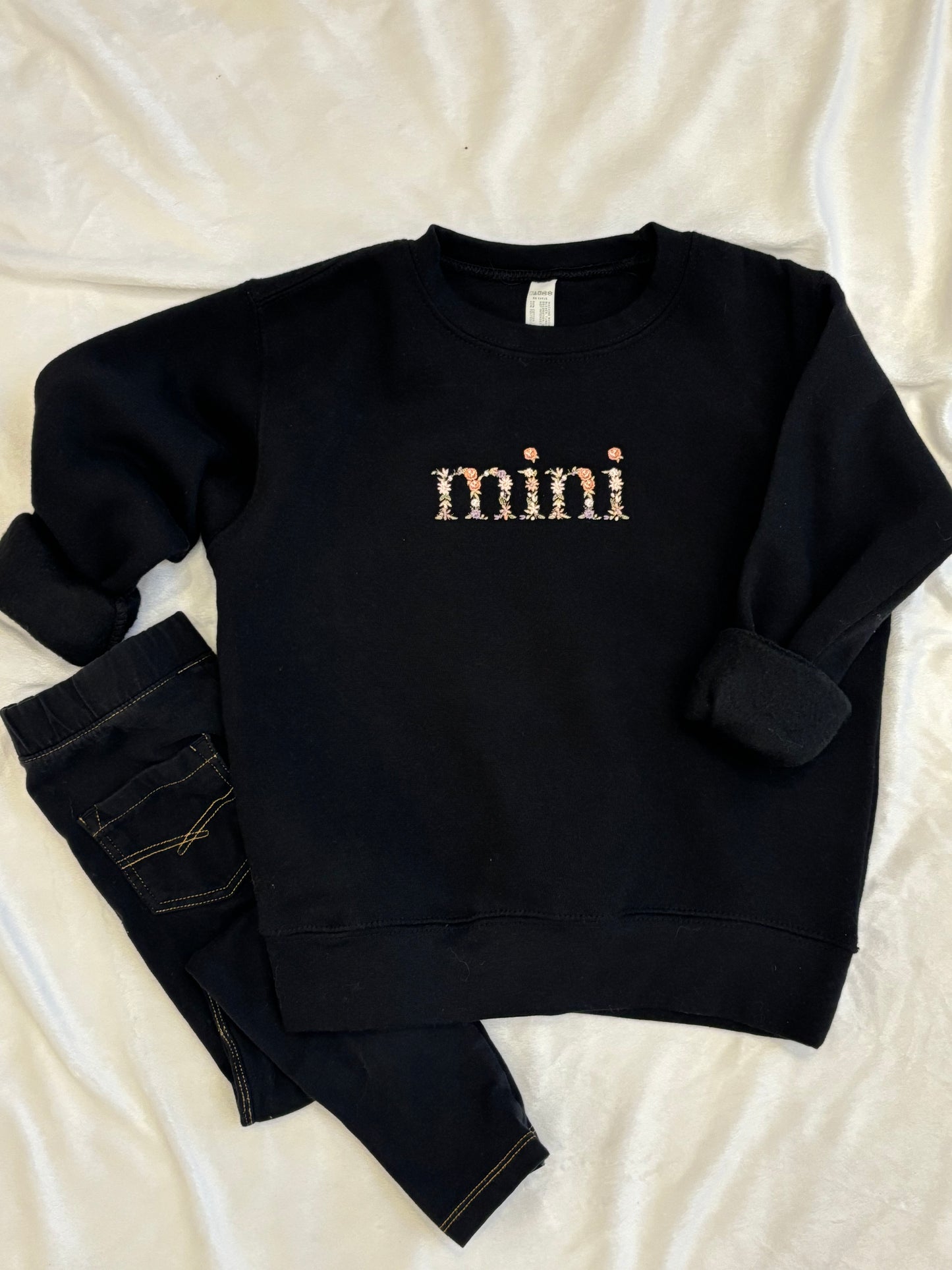 Floral "Mini" Embroidered Toddler Sweatshirt