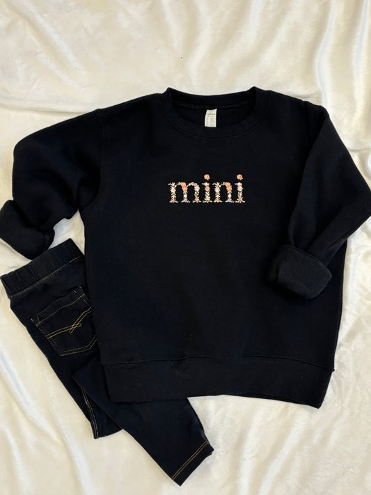 Floral "Mini" Embroidered Toddler Sweatshirt