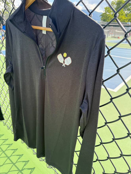 Womens Pickleball Racket Quarter Zip Sweatshirt