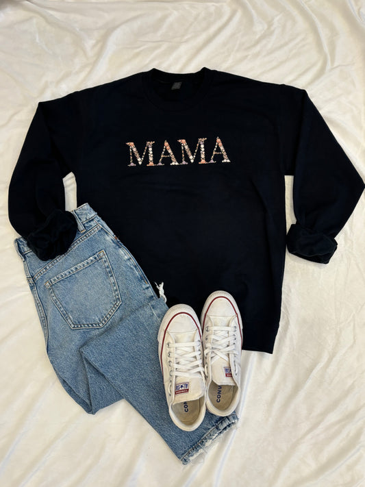Floral "Mama" Embroidered Sweatshirt