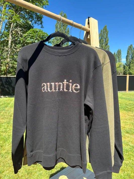 Floral "Auntie" Embroidered Sweatshirt