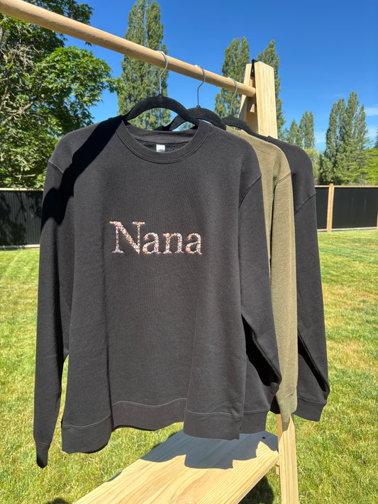 Floral "Nana" Embroidered Sweatshirt