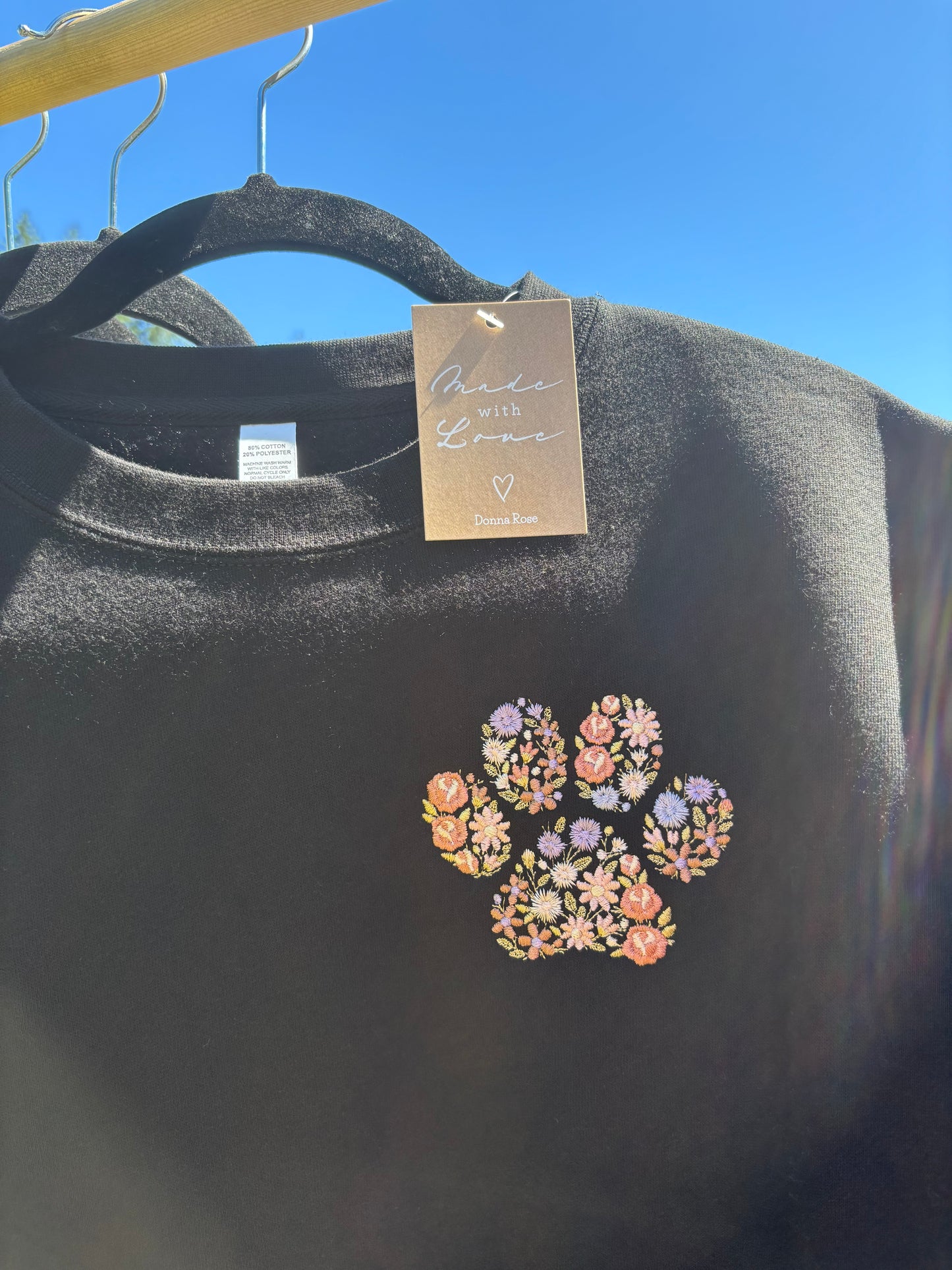 Floral "Paw Print" Embroidered Sweatshirt