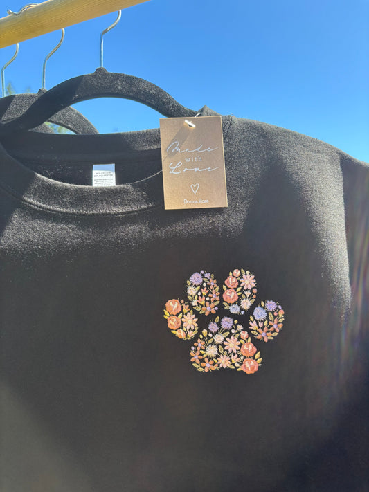 Floral "Paw Print" Embroidered Sweatshirt
